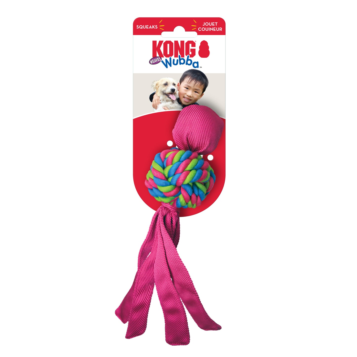 KONG Wubba Weaves - 2 Sizes, 3 Colours Dog Toy