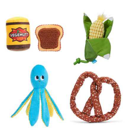 BARK Corn On The Slob, Odd Otto, Paula's Park Slope Pretzel & Corn On The Slob Dog Toys