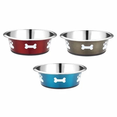 Classic Posh Paws Stainless Steel Dog Bowls - 900ml, 1600ml & 2500ml