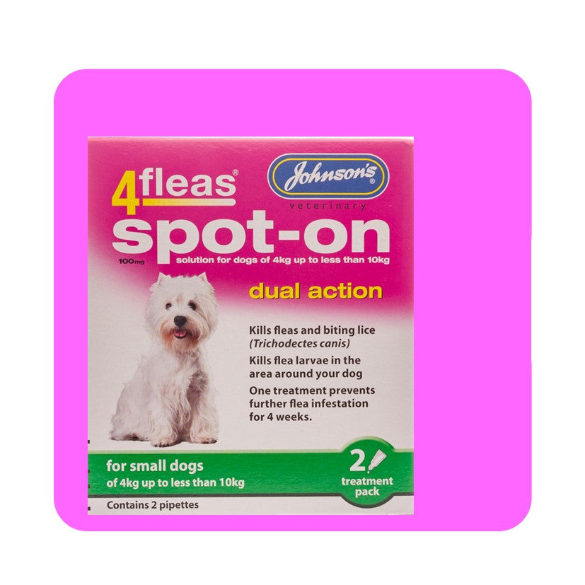 Johnsons 4Fleas Spot On For Small Dogs (4-10kg) 2 Pipettes