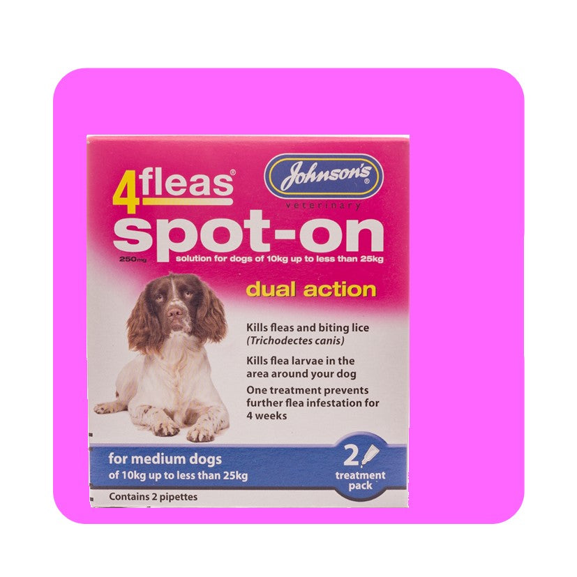 Johnsons 4Fleas Spot On For Medium Dogs (10-25kg) 2 Pipettes