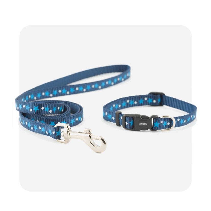 Ancol Stars Collar & Lead Blue