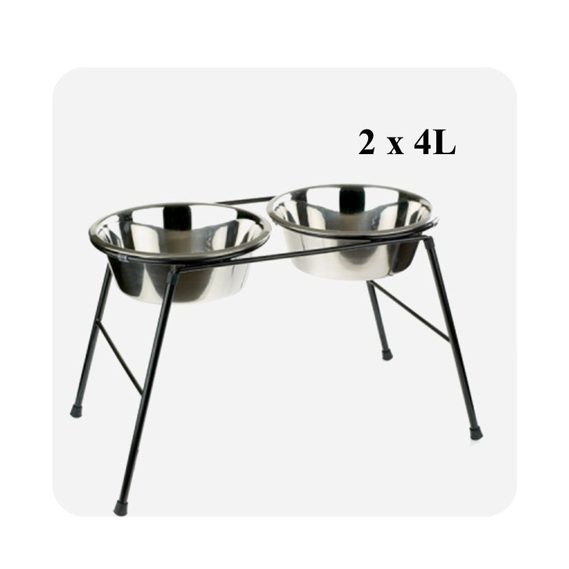 Classic High Dog Bowl Stand With 2 x 4000ml Bowls