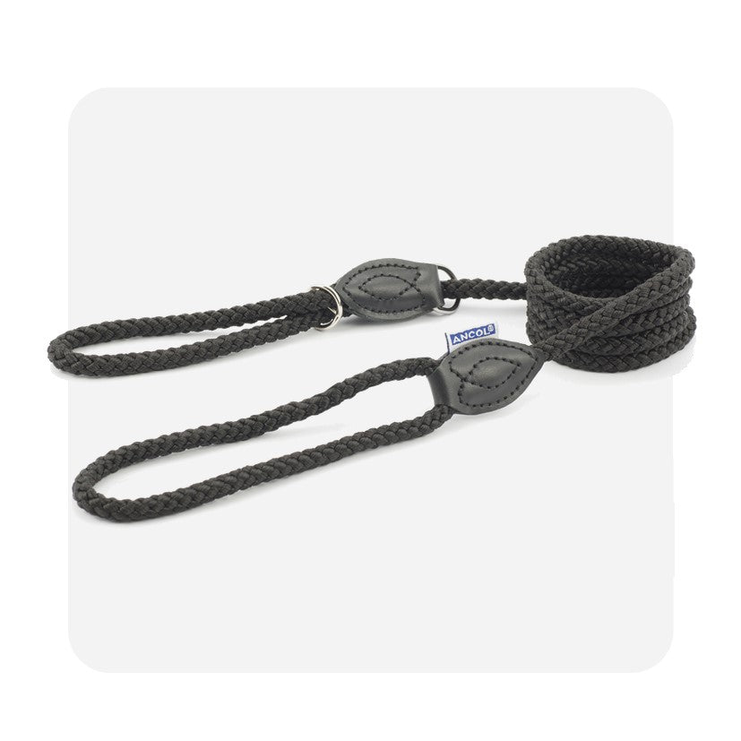 Ancol Rope Slip and Control Lead Black