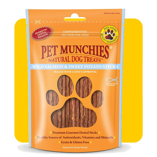 Pet Munchies Natural Wild Salmon & Sweet Potato Sticks - 90g