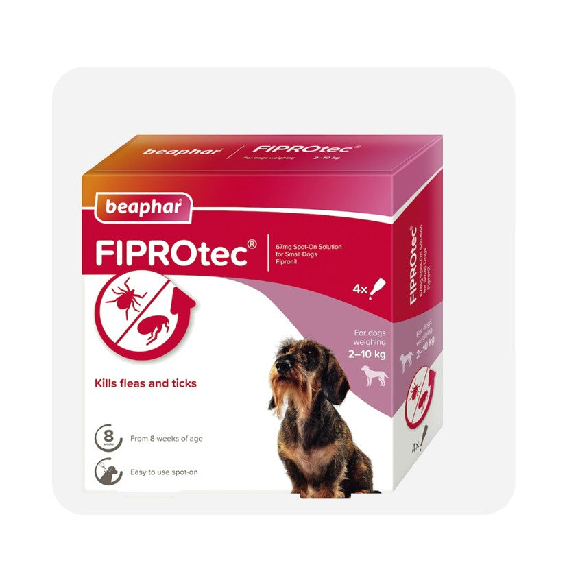 Beaphar FIPROtec Spot On Flea & Tick For Small Dogs (2-10kg) 4 Pipettes