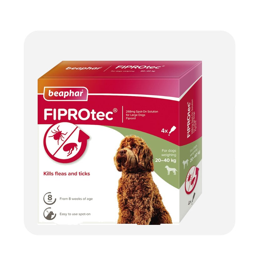 Beaphar FIPROtec Spot On Flea & Tick For Large Dogs (20-40kg) 4 Pipettes