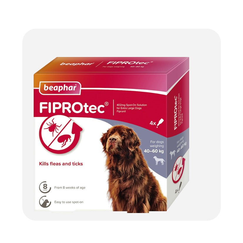 Beaphar FIPROtec Spot On Flea & Tick For Extra Large Dogs (>40kg) 4 Pipettes