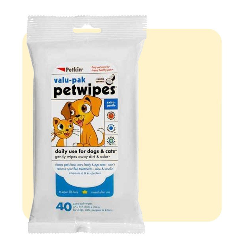 Petkin Eco Wipes Vanilla and Coconut - 40 Pack