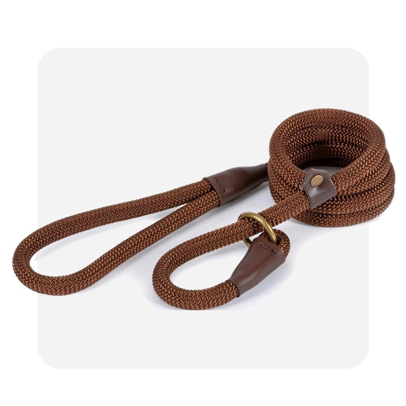 Ancol Deluxe Rope Slip Lead Brown