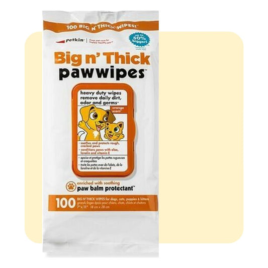 Petkin Big n' Thick Paw Wipes - 100 Pack