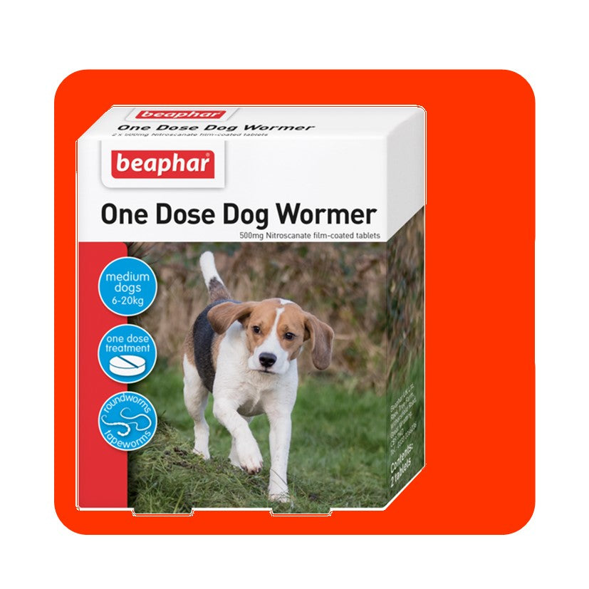 Beaphar One Dose Dog Wormer For Medium Dogs - 2 Tablets