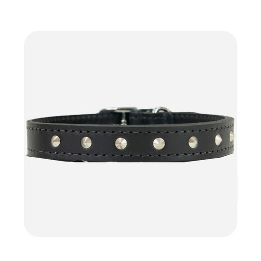 Ancol Leather Studded Collar Black