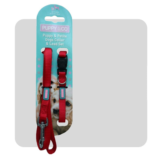 Hemm & Boo Puppy Collar & Lead Red