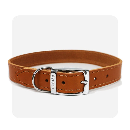 Ancol Leather Collar Tan