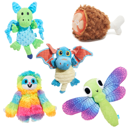 BARK Dragonfly Guy, Good Vibes Gary, Grimbold The Dragon, Humbert The Dragon & Tavern Turkey Leg Plush Dog Toys