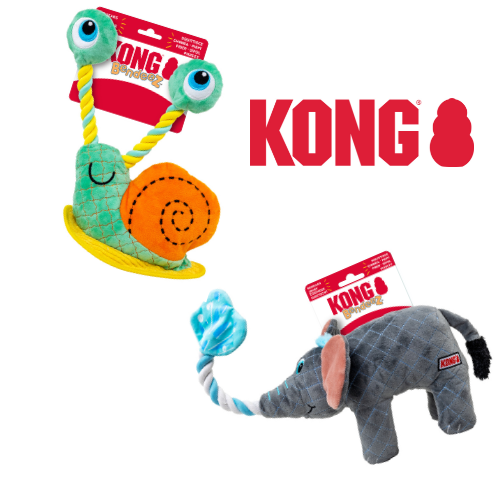 KONG Bendeez Elephant & Snail Large Plush Dog Toys