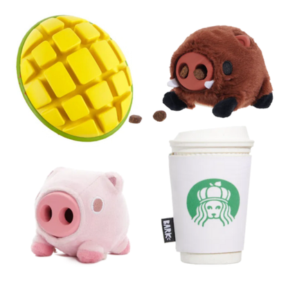 BARK Go Mango, Hambone, Pupkin Spice Yappucino & Wild Boris - Super Chewer - Treat Dispensers