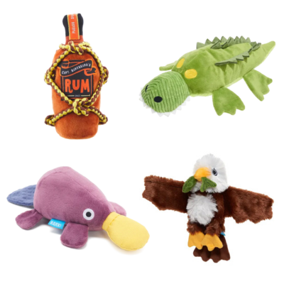 BARK Barkbeard's Rum, Karri Crocodile, Majestic Marty & Pippi Platypus Soft Dog Toys