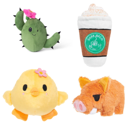 BARK Beau The Boar, Consuela The Cactus, Cup Of Bark Roast & Lil' Hennifer Soft Dog Toys