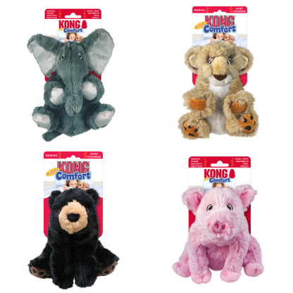 KONG Comfort Kiddos Pig, Lion, Elephant, Bear Plush Dog Toys with Removable Squeaker