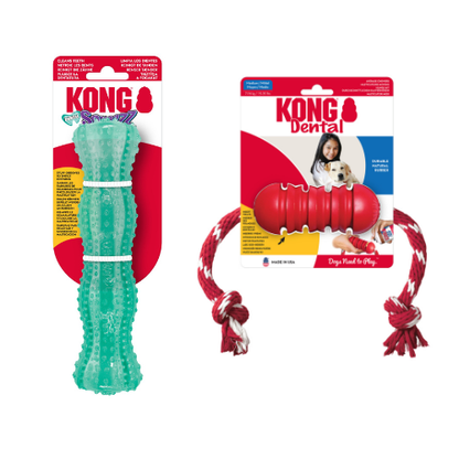 KONG Squeezz Dental Stick & KONG Dental with Rope Toys