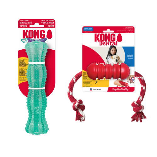 KONG Squeezz Dental Stick & KONG Dental with Rope Toys