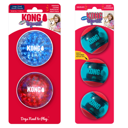 KONG Squeezz Action Balls & KONG Squeezz Geodz Balls