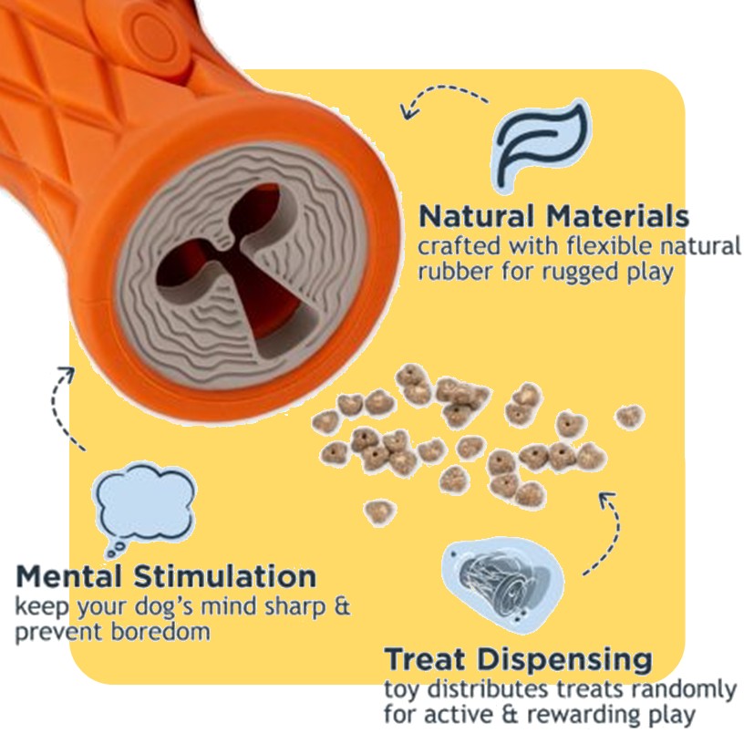 Tall Tails Natural Rubber Tree Trunk - Treat Dispenser - 5"
