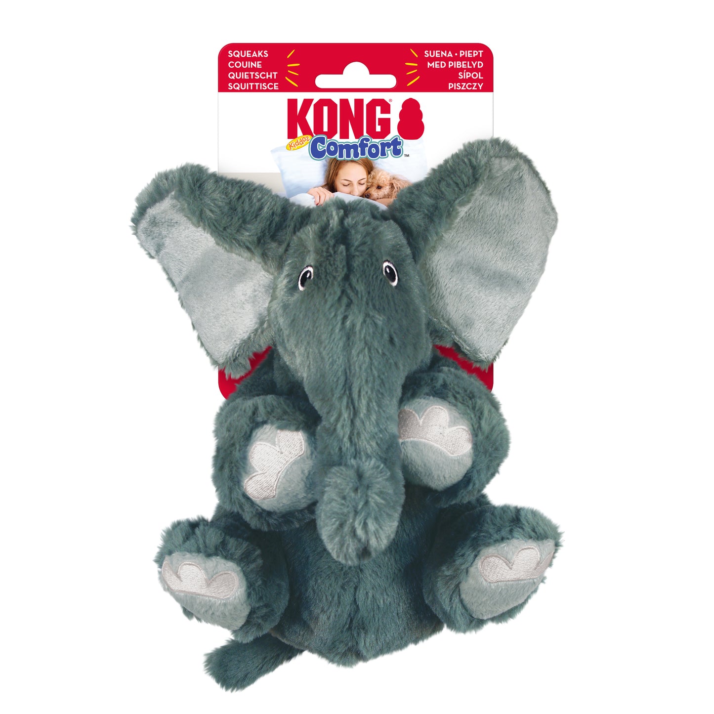 KONG Comfort Kiddos Pig, Lion, Elephant, Bear Plush Dog Toys with Removable Squeaker