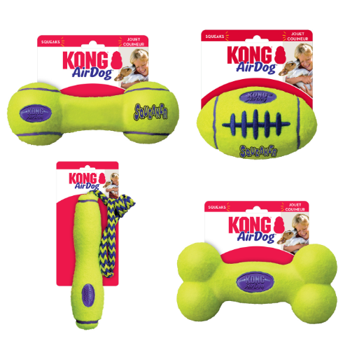 KONG Airdog Squeakair Bone, Dumbbell, Fetch Stick & Football
