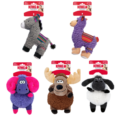 KONG Sherps Llama and Donkey & KONG Sherps Floofs Bighorn, Moose and Sheep Plush Soft Dog Toys