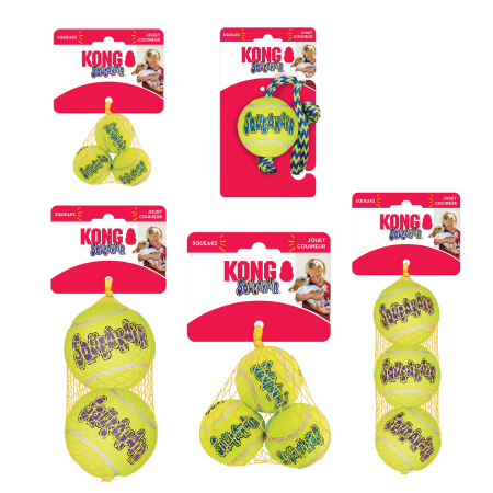 KONG Squeakair Balls, 4 Sizes plus Squeakair Ball with Rope