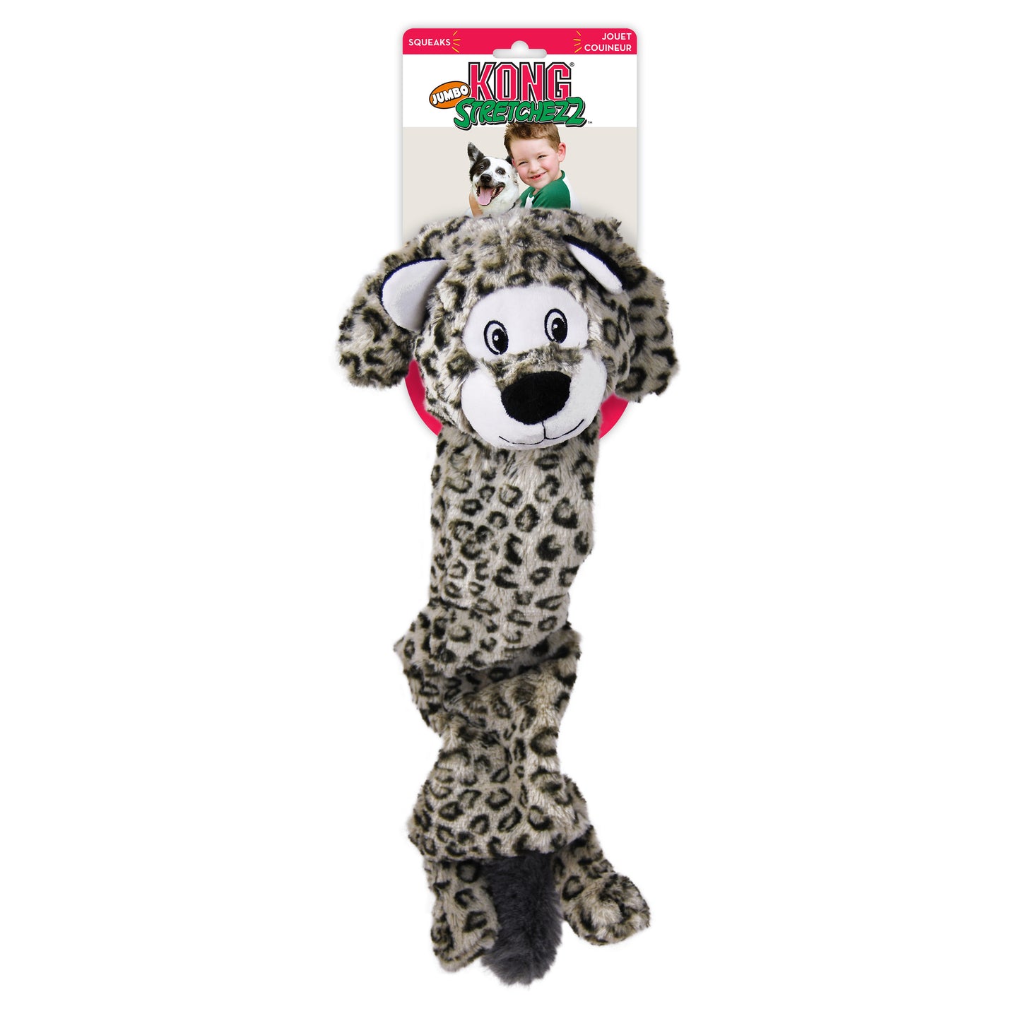 KONG Stretchezz Jumbo Tiger & Snow Leopard Plush Dog Toys