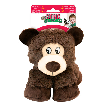 KONG Stretchezz Jumbo Tiger and Snow Leopard & KONG Stretchezz Legz Bear and Elephant Plush Dog Toys