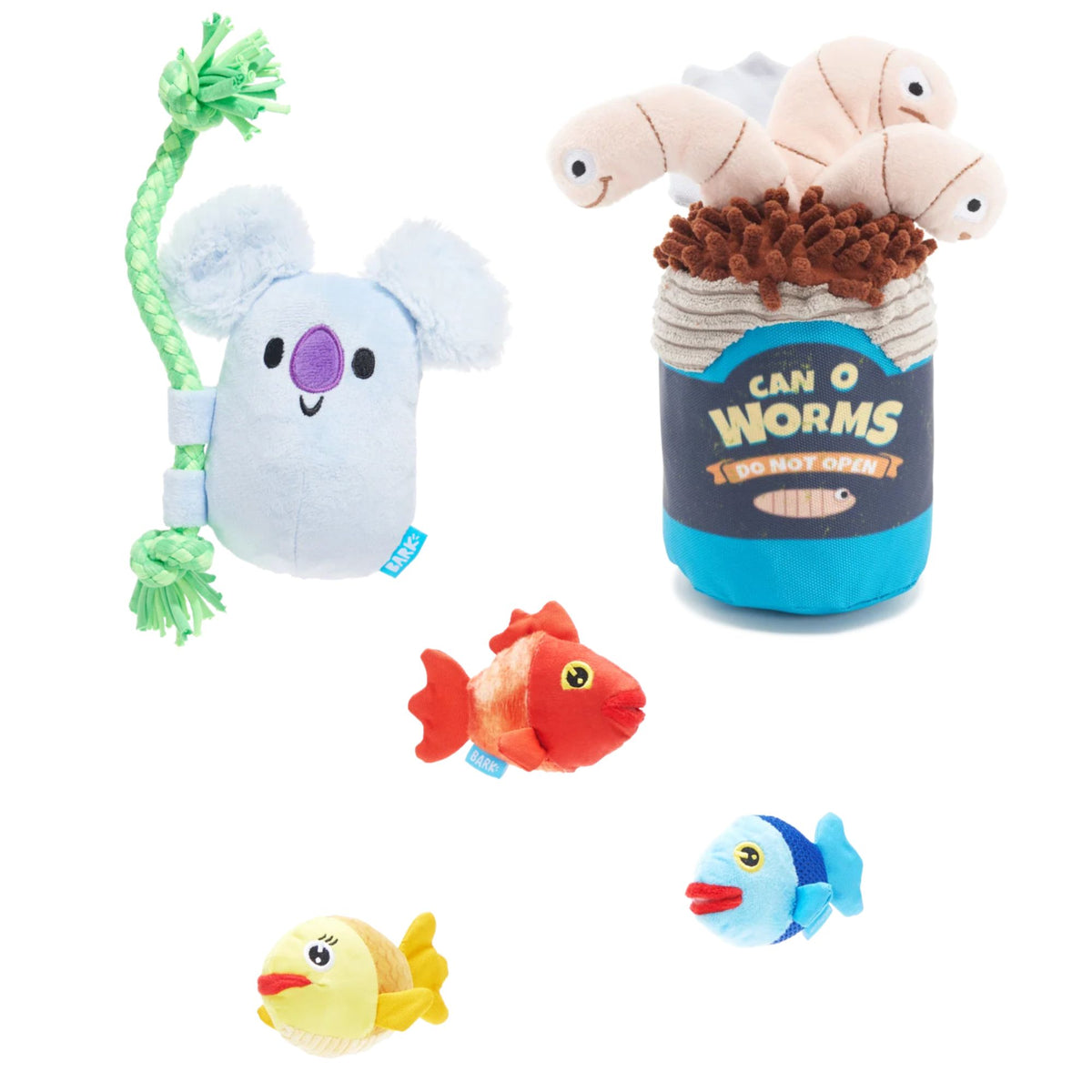 BARK Koa Koala, Live Bait Bites & The Groupers Soft Dog Toys