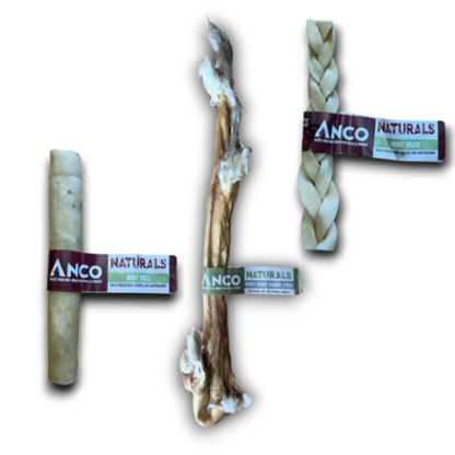 ANCO Natural Braids and Rolls - Beef, Camel, Chicken, Rabbit, Coconut, Honey, Mint & Turmeric