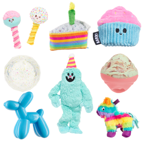 BARK Party Animal, Birthday, Celebration, Plush, 2 in 1 & Super Chewer Dog Toys