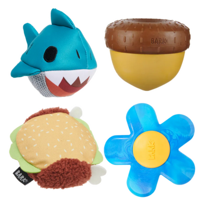 BARK Acornucopia, Blue Power Flower, Great White Dwight & Turkey Barker - Super Chewer Dog Toys