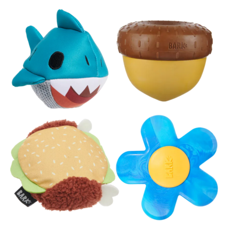 BARK Acornucopia, Blue Power Flower, Great White Dwight & Turkey Barker - Super Chewer Dog Toys