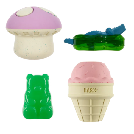 BARK Crocness Monster, Munchie The Bear, I-Squeak Cone & Trippy Toadstool - Super Chewer Dog Toys