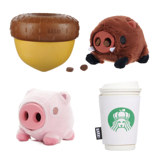 BARK Acornucopia, Hambone, Pupkin Spice Yappucino & Wild Boris - Super Chewer - Treat Dispensers