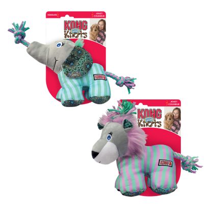 KONG Knots Carnival Elephant & Lion Soft Dog Toys