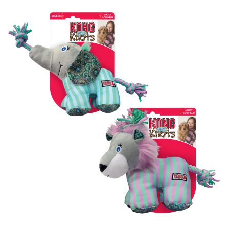 KONG Knots Carnival Elephant & Lion Soft Dog Toys